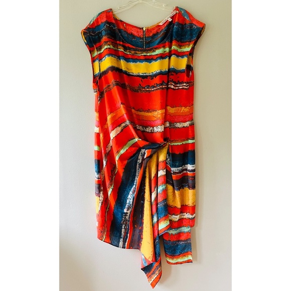 Rachel Roy Sz XL Asymmetrical Sheath Dress Pullover Back Zipper Tank Loose Fit - Picture 1 of 8
